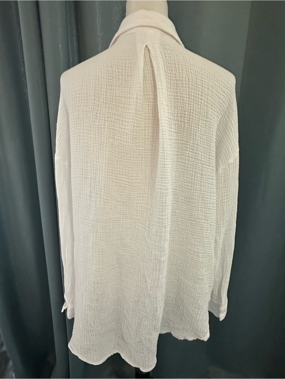 Shade & Shore Women’s L White Cotton Gauze Swim Cover Up Shirt Dress Button Down - Picture 5 of 7